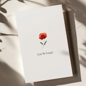imprimable du jour du Souvenir | Carte florale de pavot| N'oublions pas | Téléchargement numérique| Carte commémorative| Téléchargement instantané| Imprimez à la maison| Vierge