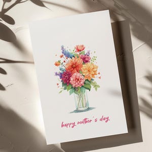 Printable Mother&#39;s Day Card | Floral Mother&#39;s Day Card | Digital Download | Celebration | Instant Download | Print at Home | Blank