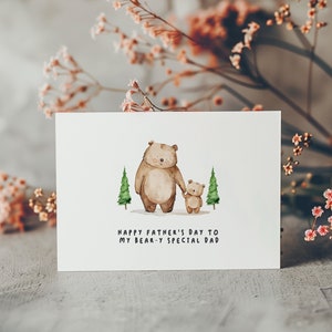 Printable Fathers Day Card, Bear Watercolor Fathers Day Card, Digital Fathers Day Card, Happy Fathers Day Card Print at Home Greeting Card
