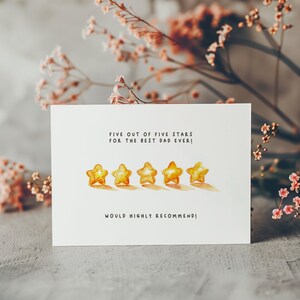 Printable Fathers Day Card, 5 Star Watercolor Fathers Day Card, Digital Fathers Day Card, Happy Fathers Day Card Print at Home Greeting Card