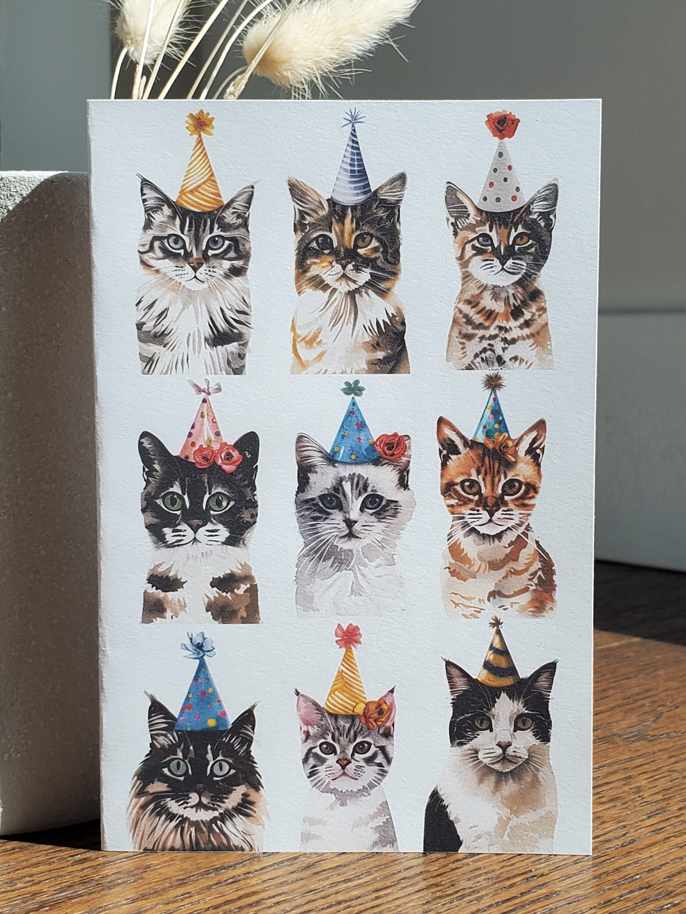 Printable Birthday Card, Cute Cat Lover Watercolor Card, Digital ...