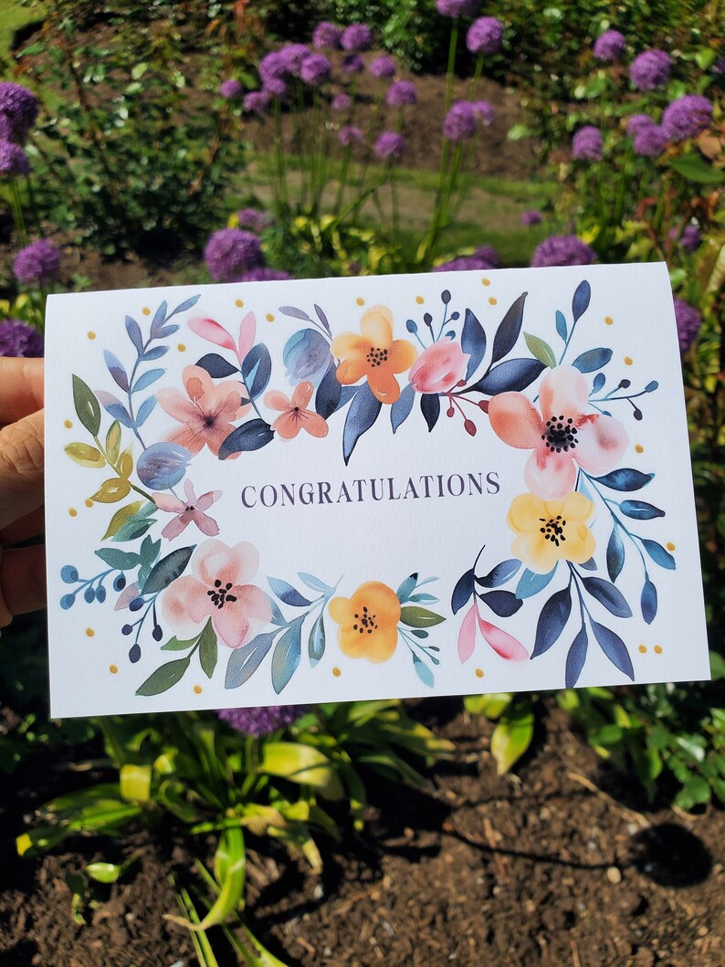 Printable Elegant Congratulations Card, Celebratory Watercolor Card ...