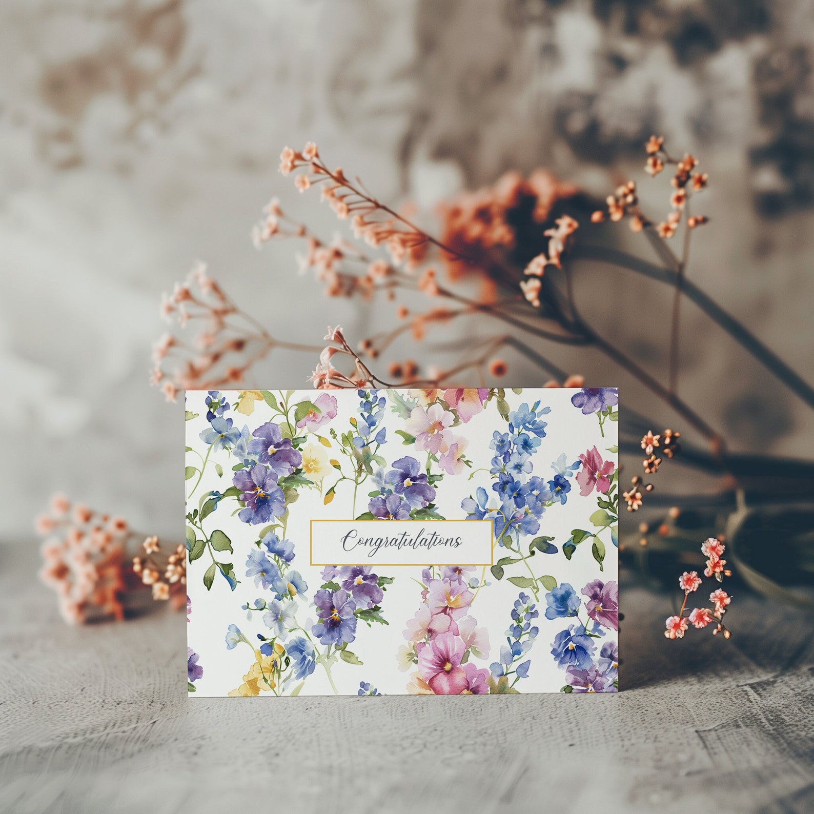Printable Floral Congratulations Card, Congratulation Watercolor Card ...