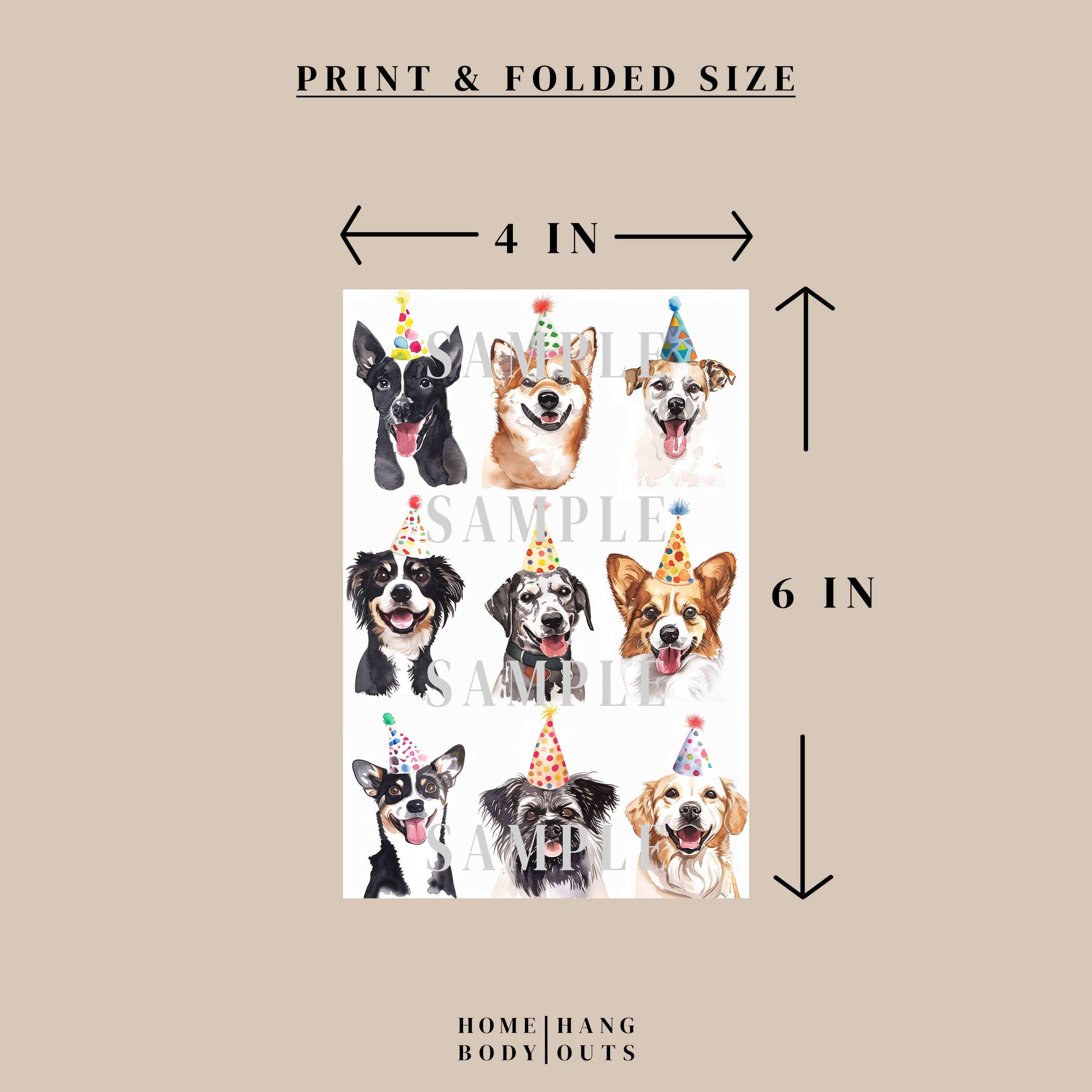 Printable Birthday Card | Cute Dog Art Card | Digital Download ...