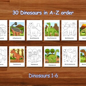 30 dinosaur coloring pages | for kids toddlers preschoolers kindergarten homeschool | instant download | print at home