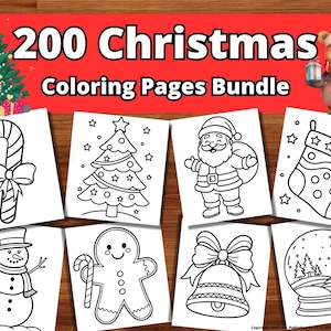 Pacchetto da 200 pagine da colorare di Natale: libro di attività festive per bambini, bambini piccoli, scuola materna (download immediato)