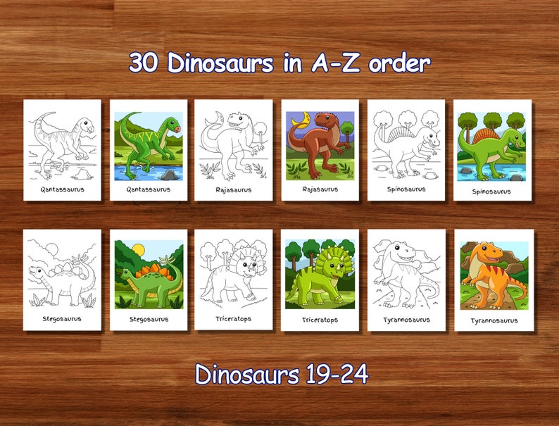 30 dinosaur coloring pages | for kids toddlers preschoolers kindergarten homeschool | instant download | print at home