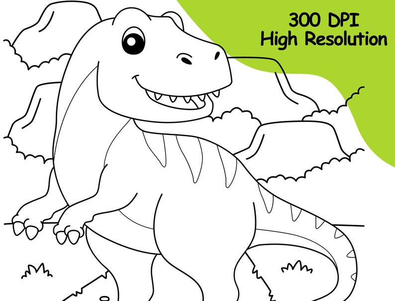 30 dinosaur coloring pages | for kids toddlers preschoolers kindergarten homeschool | instant download | print at home | High Resolution | No Background