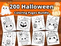 200 Halloween Coloring Pages Bundle: for Kids, Toddlers, Preschoolers, Kindergarten (High Resolution - Instant Download)