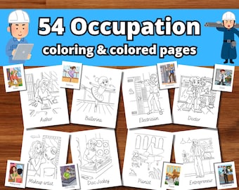 Beruf Ausmalbilder 54 Ausmalbilder - für Kleinkinder Vorschulkinder Kindergarten (Instant Download)