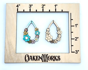Retro Blume Teardrop Holz Ohrring Rohling, Unfertige Ohrringe, Schmuck Rohling, Holz Halskette Rohling, Holz Tropfen, Holz Rohling, Schmuck