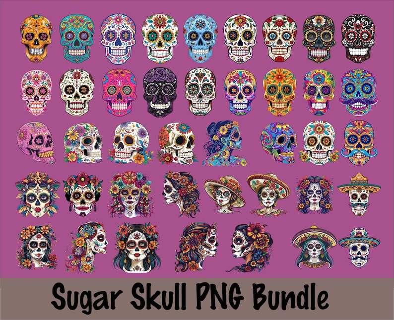 sugar skull png bundle