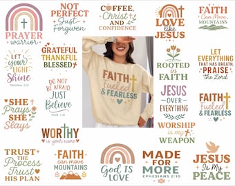 Boho Christian SVG & PNG Bundle | 20 Faith-Inspired Designs | Bible Verse svg | Inspirational Religious png | Sublimation and Cut Files