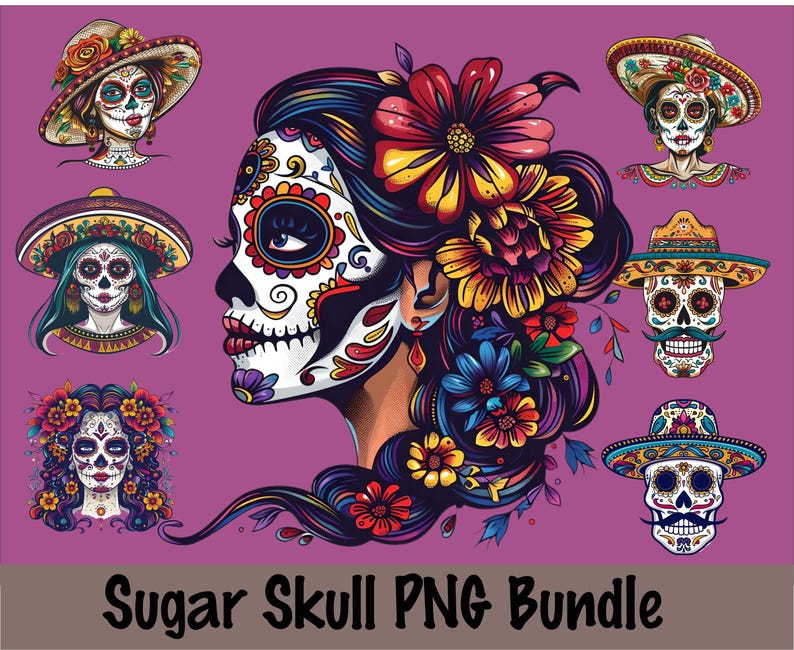 sugar skull png bundle