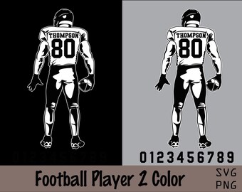 Layered Football Player Full Digital Download - Football Shirt Customized with Name and Number High School Football Silhouette - SVG