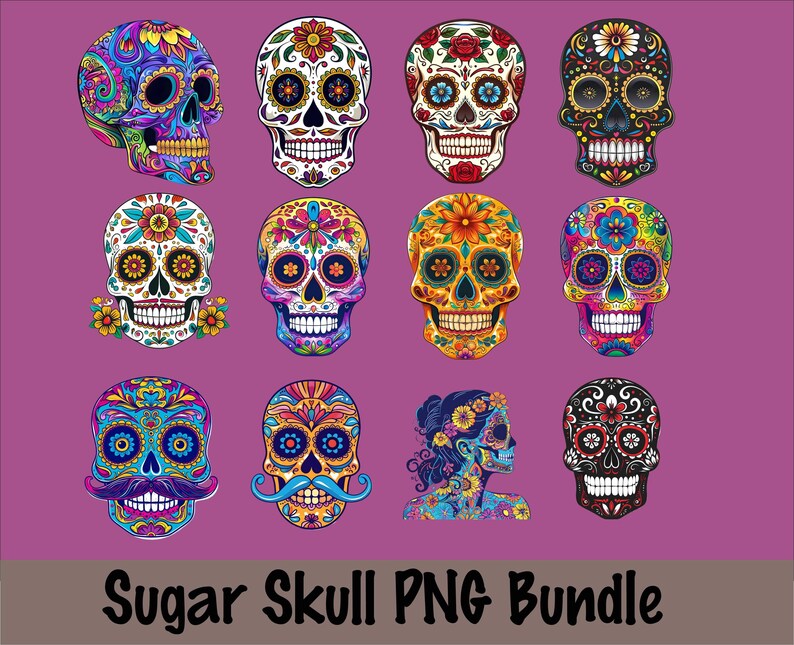 sugar skull png bundle
