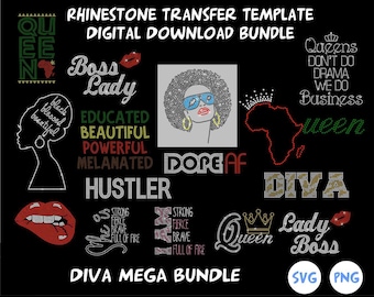 Diva Rhinestone Template MEGA Bundle SVG Download, SS10, Digital Instant Download, SVG Files  - 16 designs included