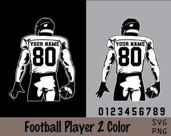 Layered Football Player File - Digital Download - Personalized Football Shirt with Name  Number - High School Football Silhouette - SVG