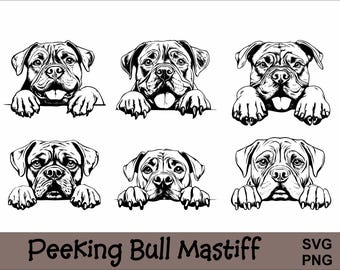 Peeking Bull Mastiff SVG and PNG Bundle Peeking Paws  Dog Breed  K-9  Animal Pet, Puppy Canine Pedigree Logo, Digital Download