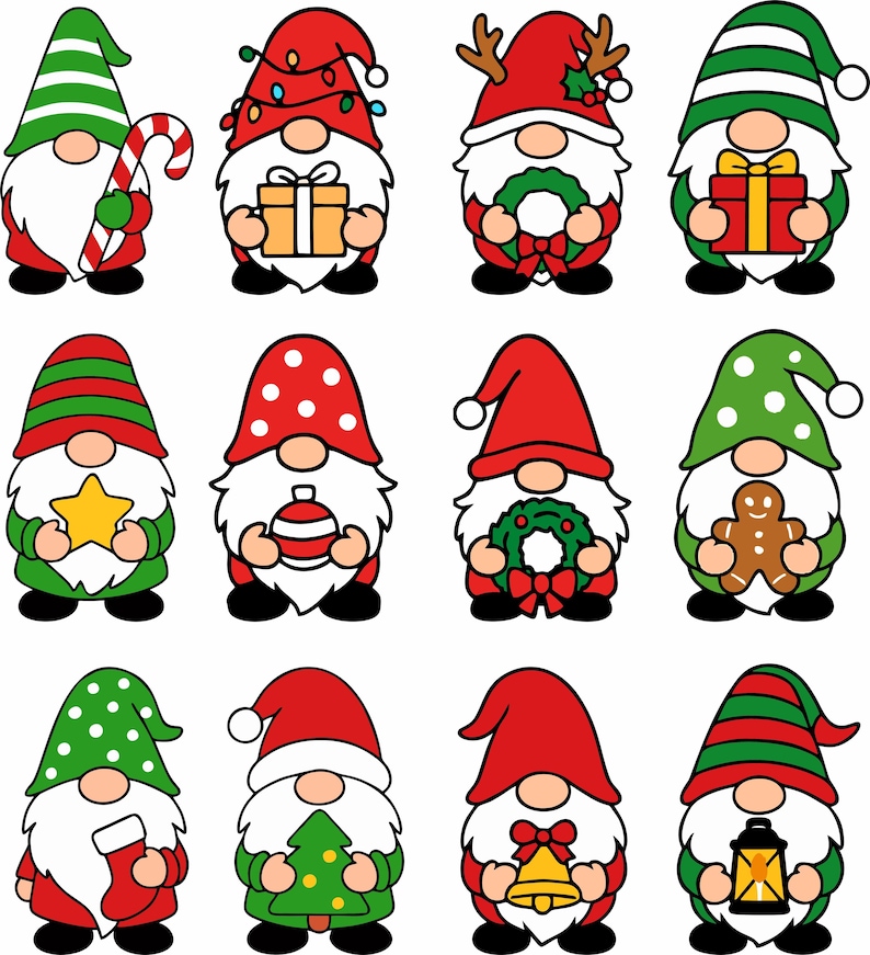 Christmas Gnome SVG Bundle | 12 Festive Holiday Designs | PNG, DXF, Eps ...