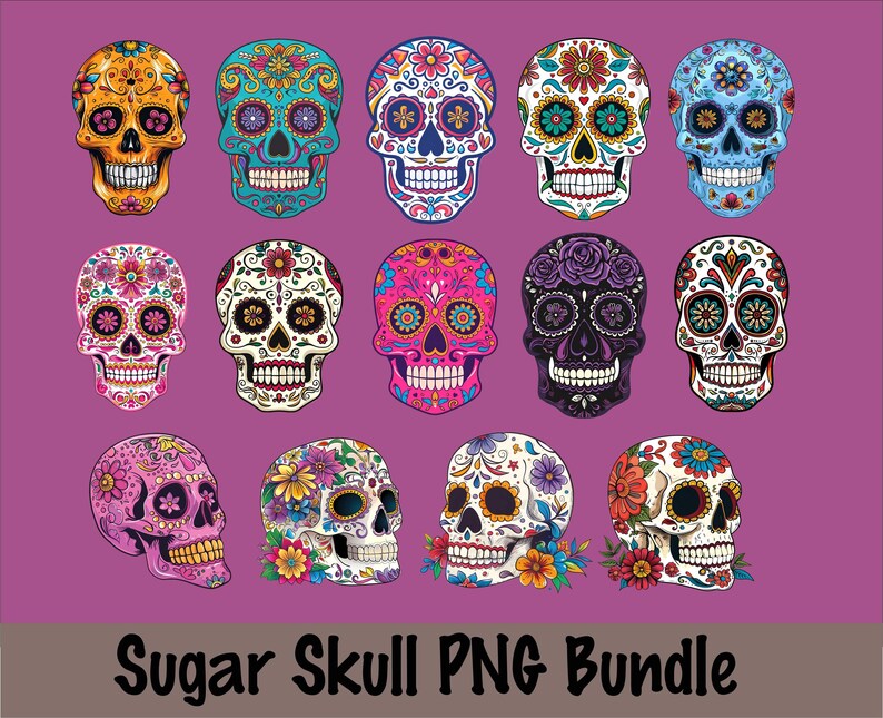 sugar skull png bundle