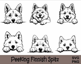 Peeking Finnish Spitz SVG and PNG Bundle Peeking Paws  Dog Breed  K-9  Animal Pet, Puppy Canine Pedigree Logo, Digital Download