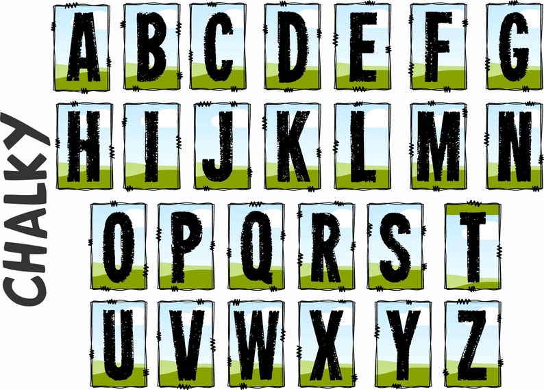 Fill Your Own Framed Doodle Letters on CANVA, Commercial Use Allowed, 6 ...