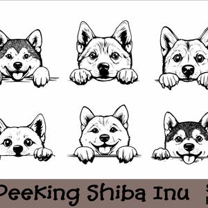 Shiba Inu SVG- en PNG-bundel gluren poten, hondenras K-9 dier huisdier puppy honden stamboom logo digitale download
