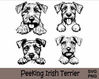 Kikande irländsk terrier SVG och PNG-paket Kikande tassar, hundras K-9 djur husdjur valp hund stamtavla logotyp digital nedladdning