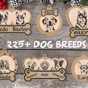 Over 225 Dog Breeds Christmas Ornament SVG  Bundle - 225 Breeds - Perfect for Crafting Holiday Decor - Instant Download