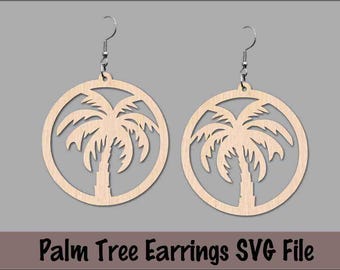 Palm Tree, Tropical, Beach Earring SVG file, Teardrop, Glowforge Tested, Silhouette Cut Files, Cricut Cut Files, Digital Download