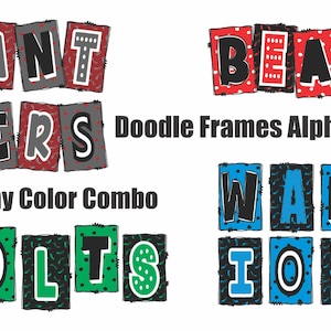 Framed Doodle Alphabet Bundle School Spirit Edition for Football, Baseball, Basketball Teams and more.  Any Color Combination