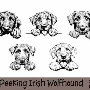 Peeking Irish Wolfhound SVG and PNG Bundle Peeking Paws, Dog Breed K-9 Animal Pet Puppy Canine Pedigree Logo Digital Download