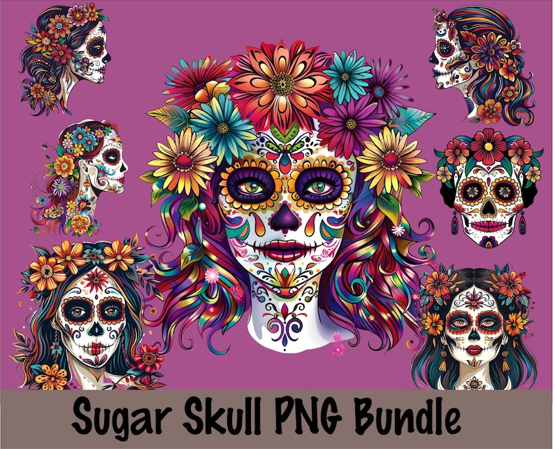 sugar skull png bundle