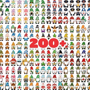 Mega Bundle Gnome | Plus de 200 modèles | Svg PNG Dxf Eps Jpeg | Fichiers Cricut, Laser, Sublimation | Plus de 25 thèmes | Accès à vie
