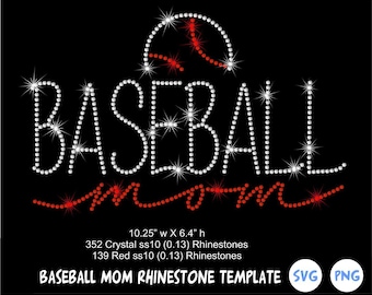 Plantilla de diamantes de imitación para mamá de béisbol, SS10, descarga instantánea digital, archivos SVG, bling