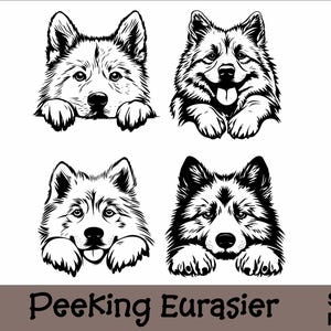 Gluren Eurasier SVG en PNG bundel gluren poten, hondenras K-9 dier huisdier puppy honden stamboom logo digitale download