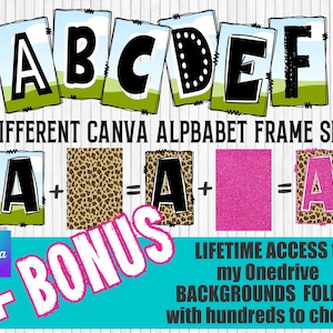 Fill your own Framed Doodle Letters on CANVA, Commercial Use Allowed,  6 Different Drag and Drop Alphabet Letter PNG Sets | Editable Frames