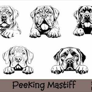 Peeking Mastiff SVG and PNG Bundle Peeking Paws, Dog Breed K-9 Animal Pet Puppy Canine Pedigree Logo Digital Download