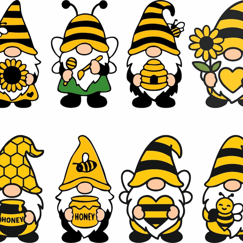 Bee Raphic Bee Gnome Clipart Bundles - Etsy