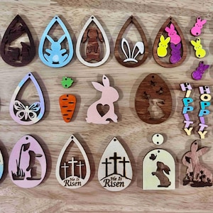 24 Easter Earring SVG Files Bundle - Glowforge Tested, Digital Download, Spring Earrings Designs, Crafting Files Laser Cutting, DIY Jewelry