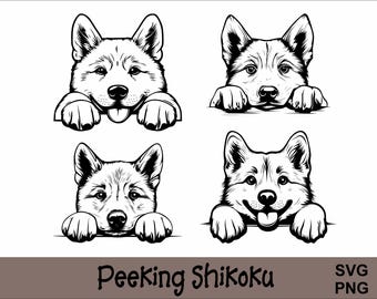 Peeking Shikoku SVG and PNG Bundle Peeking Paws, Dog Breed K-9 Animal Pet Puppy Canine Pedigree Logo Digital Download