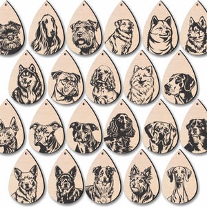 Over 225 Teardrop Dog Breed Earrings Bundle -  Breeds  Glowforge Wood  Acrylic SVG Cut Files  Instant Download