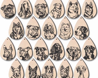 Over 225 Teardrop Dog Breed Earrings Bundle -  Breeds  Glowforge Wood  Acrylic SVG Cut Files  Instant Download