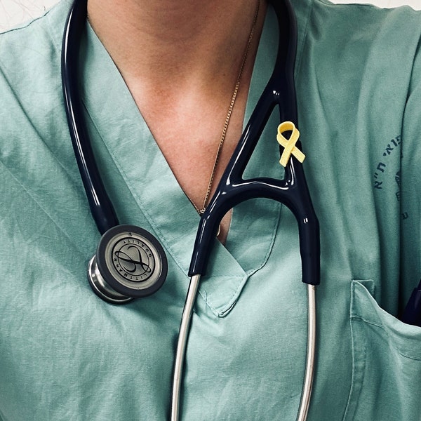 The Doctor's Stethoscope charm with yellow ribbon to support Israel Hostages