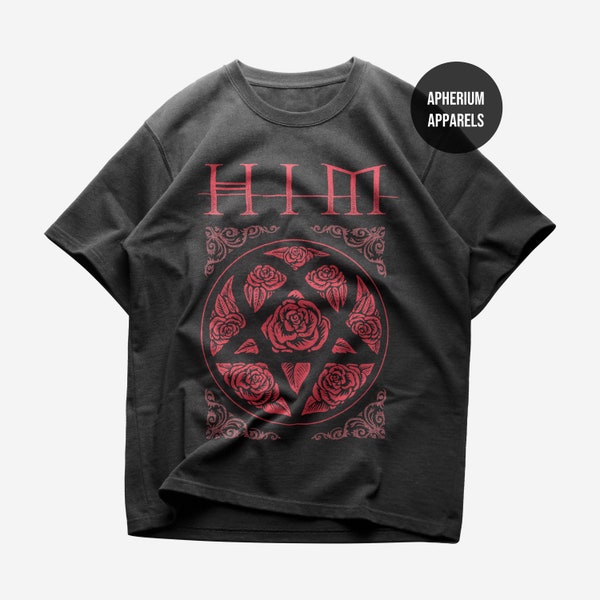 T-shirt LUI - Chemise musique rock - Chemise Heartagram - Album Dark Light - Love Metal - Ville Valo - Merch HIM - T-shirt unisexe en coton épais