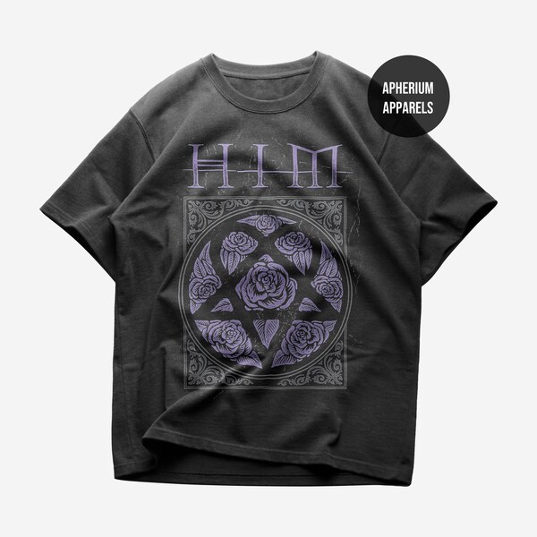 T-shirt LUI - Chemise musique rock - Chemise Heartagram - Plus grandes chansons d'amour - Love metal - Ville Valo - Merch HIM - T-shirt unisexe en coton épais