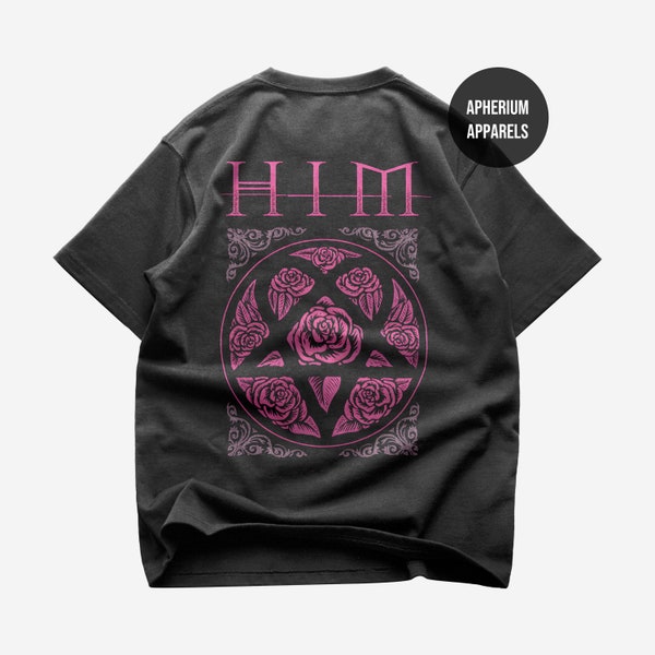T-shirt dos HIM - chemise musique rock - chemise Heartagram - romance avec lame de rasoir - Ville Valo - produits dérivés HIM - t-shirt unisexe en coton épais