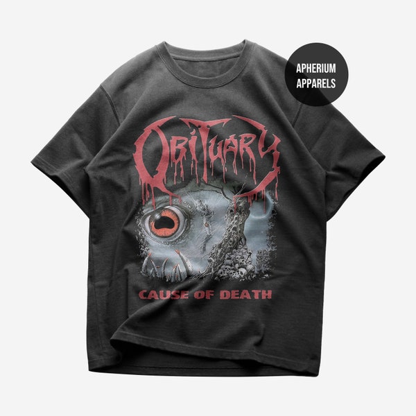 Obituary T-Shirt - Metal Music Shirt - Cause of Death Album Shirt - Inked in Blood - Obituary Merch - Unisex Heavy Cotton Tee