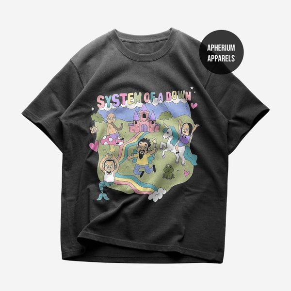 T-shirt System Of A Down - Chemise musique métal - Chemise SOAD - Chemise dessin animé SOAD - Merch System Of A Down - T-shirt unisexe en coton épais